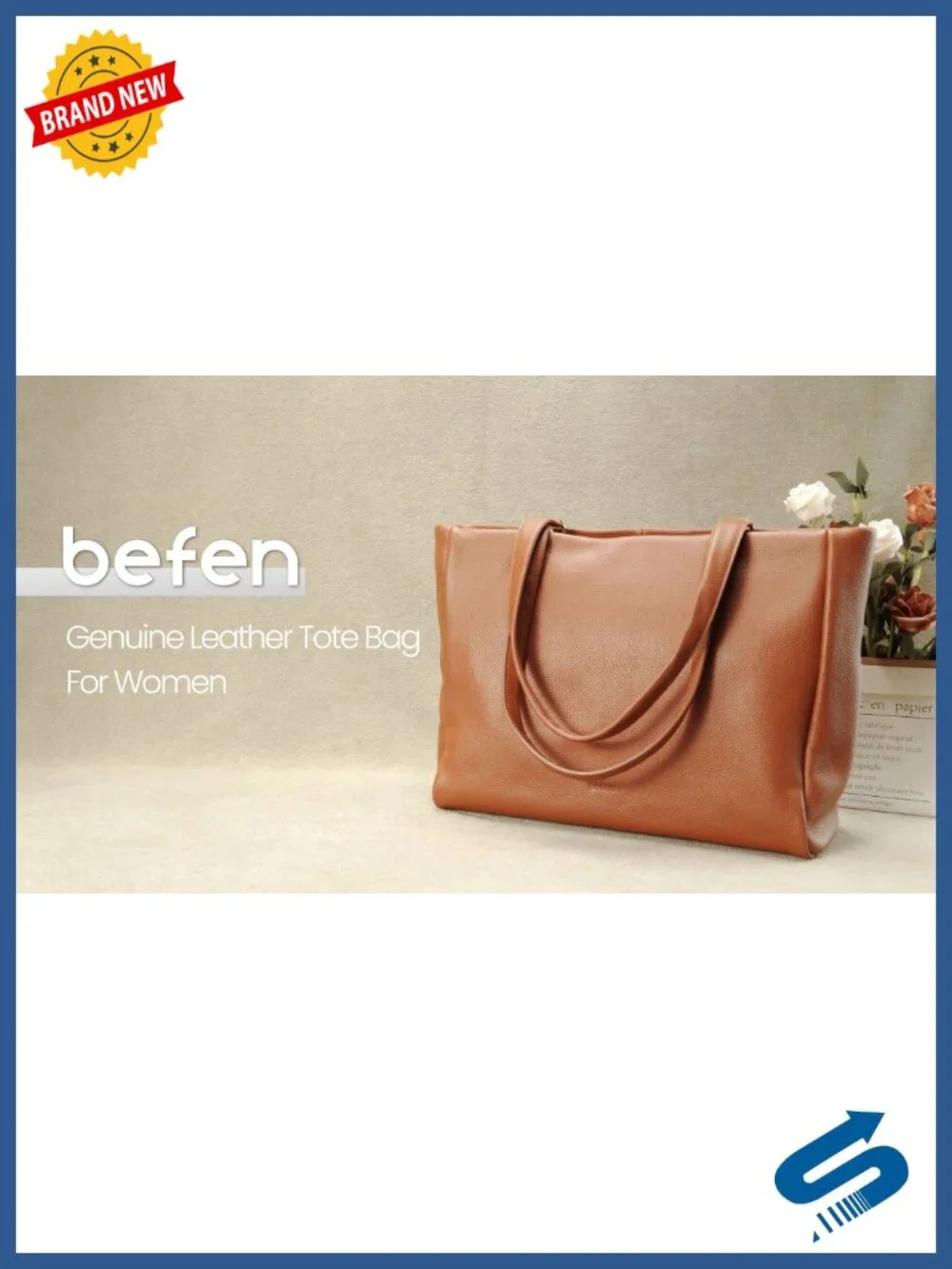 Genuine Leather Work Laptop Tote Bag with 15.6